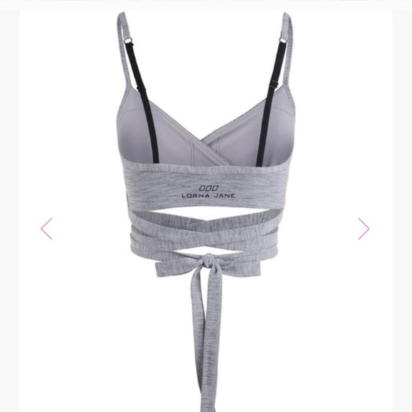 LORNA JANE STRETCH GRAY WORKOUT WRAP SPORTS BRA PADDED GYM YOGA ATHLEISURE S - Picture 5 of 16